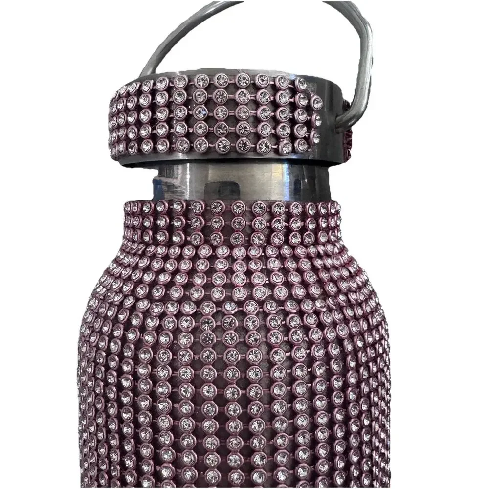 Stainless Steel Water Bottles Set Of Two - Pink Green - Party Bedazzled 16 Oz